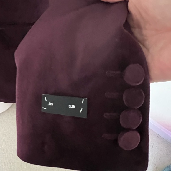 Express Plum/burgundy  Velvet Slim Tuxedo Jacket - Picture 3 of 9